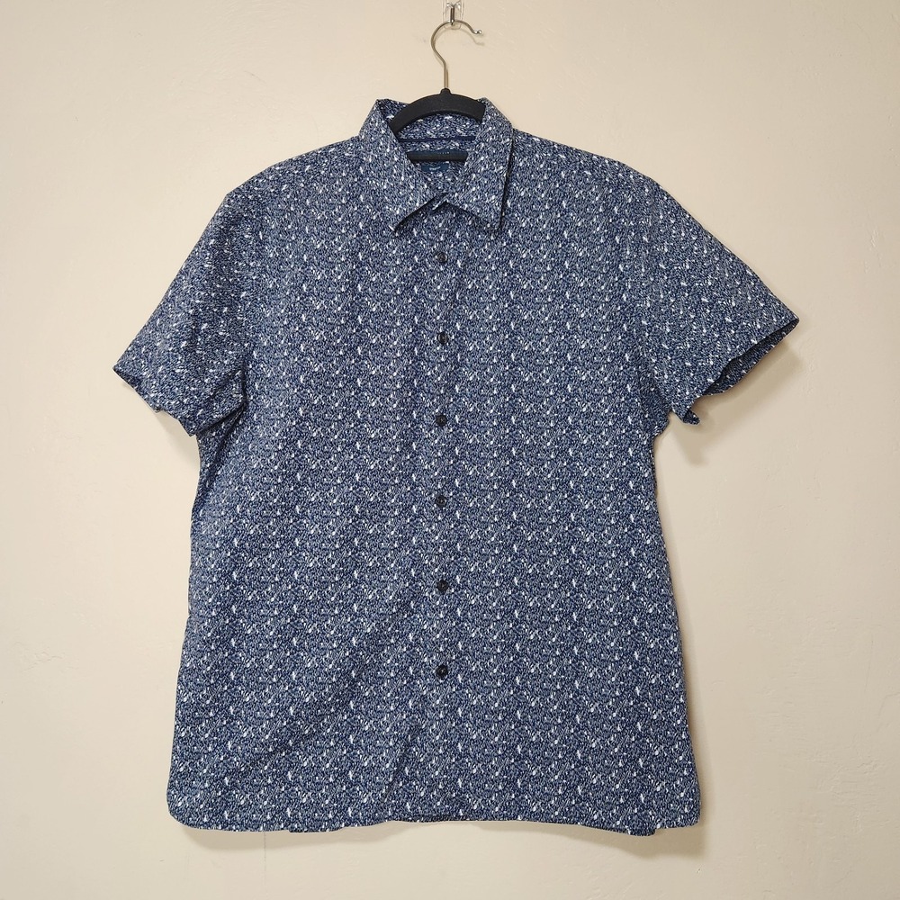 Perry Ellis Button Down Shirt Men's Size Large Stretch Shirt Sleeve‎ Blue